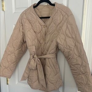 Listicle Quilted Beige Puffer Jacket